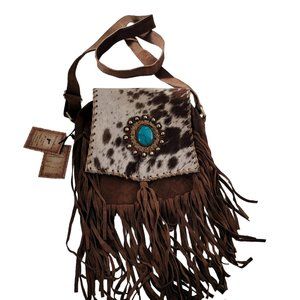 2025 Genuine cowhide and tooled leather crossbody purse Messenger Bag.